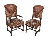 A Set of Eight English Silk Upholstered Dining Chairs — EARLY 20TH CENTURY