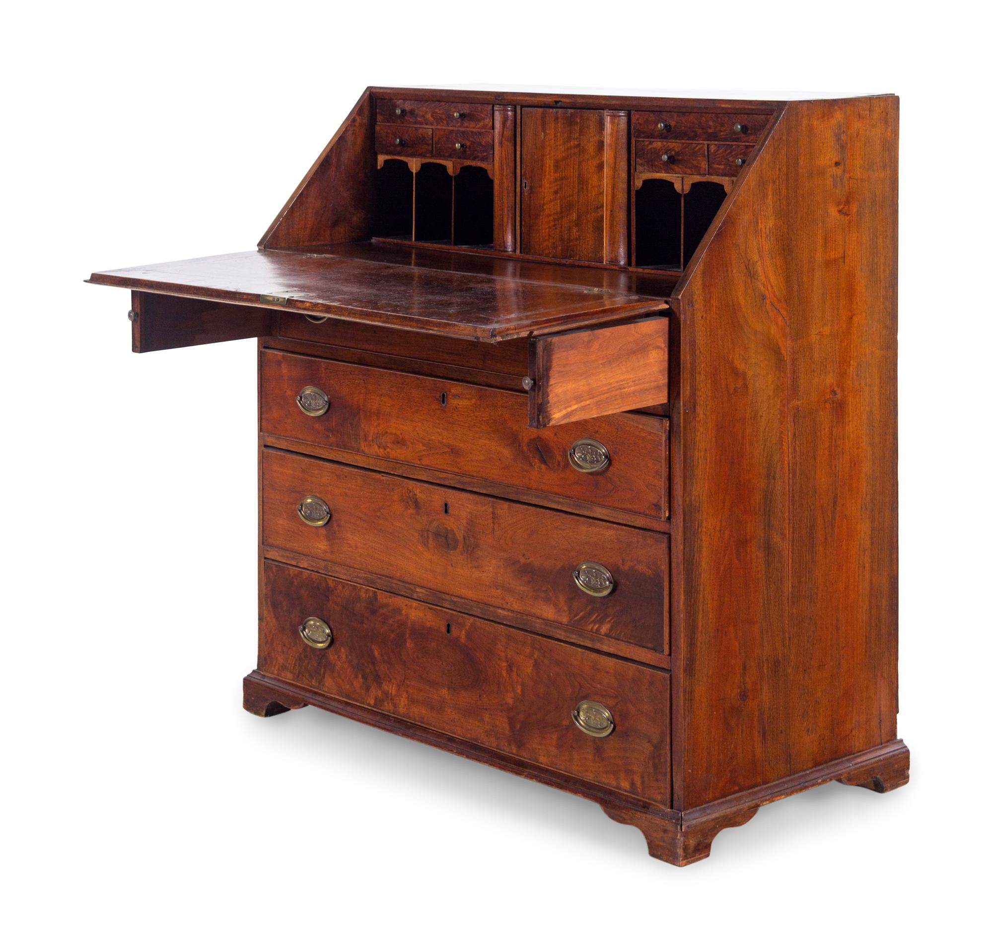 A Chippendale Walnut Slant-Front Bureau