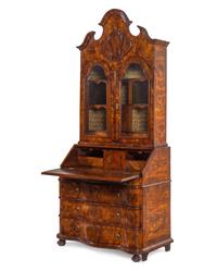 A South German Burl Walnut Secretary Bureau Attributed to Johann Valentin Loeffler II