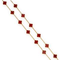 Van Cleef & Arpels, Carnelian and Yellow Gold 'Alhambra' Necklace
