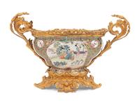 A Chinese Export Gilt Bronze Mounted Porcelain Bowl