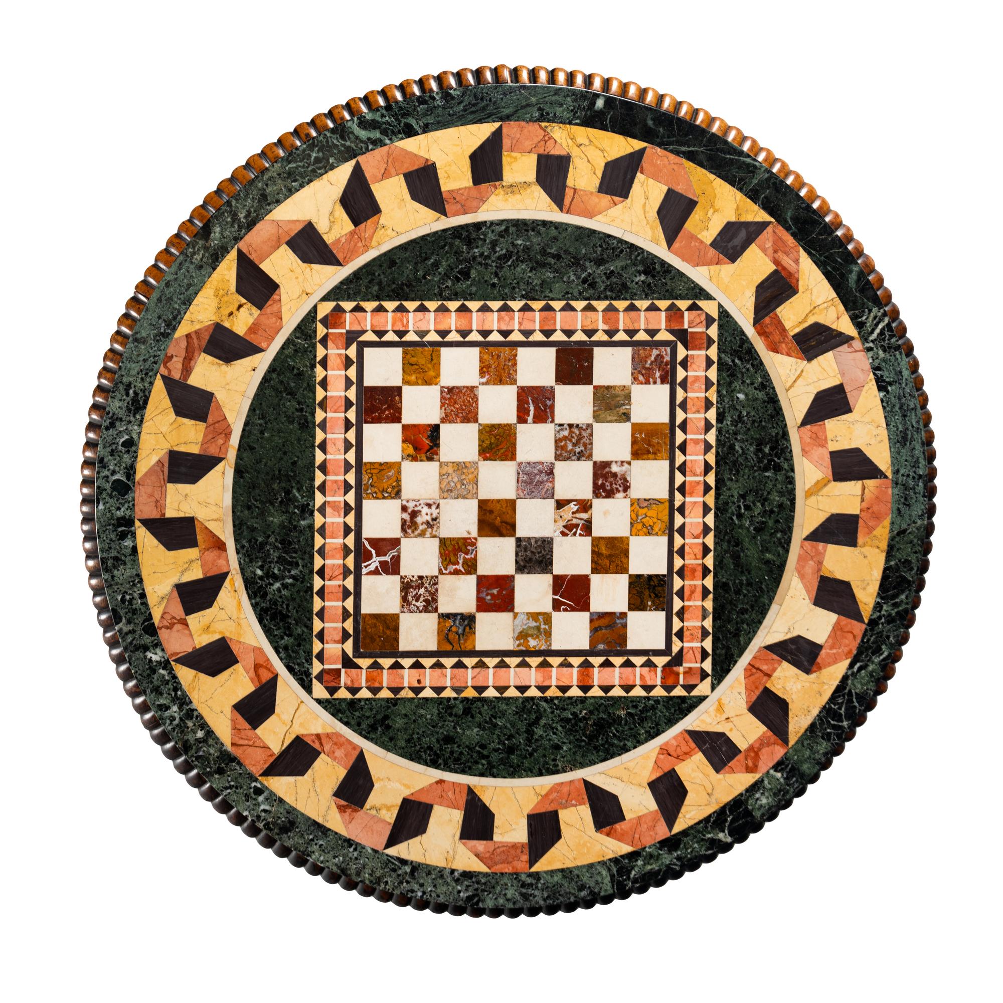 A Late William IV Carved Walnut and Specimen Marble Center Table