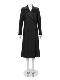 Chanel Double-Breasted Taffeta Coat with Camellia Pins