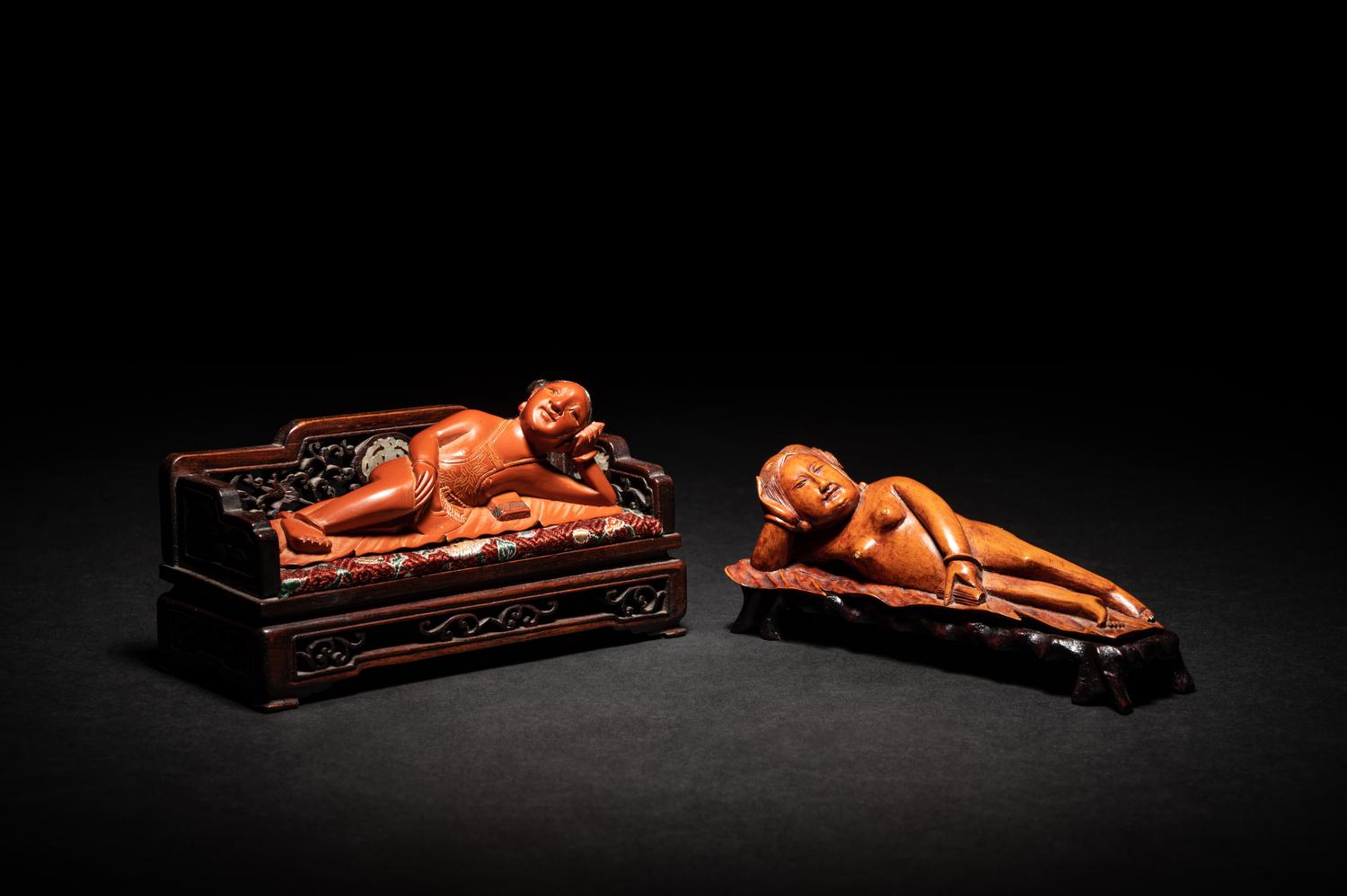 Two Chinese Carved Wood Doctor's Ladies
