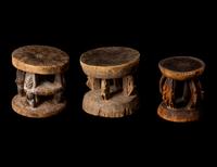 Three Dogon Wood Stools