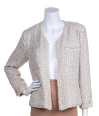 A Chanel Beige and Cream Textured Jacket, Size 38.