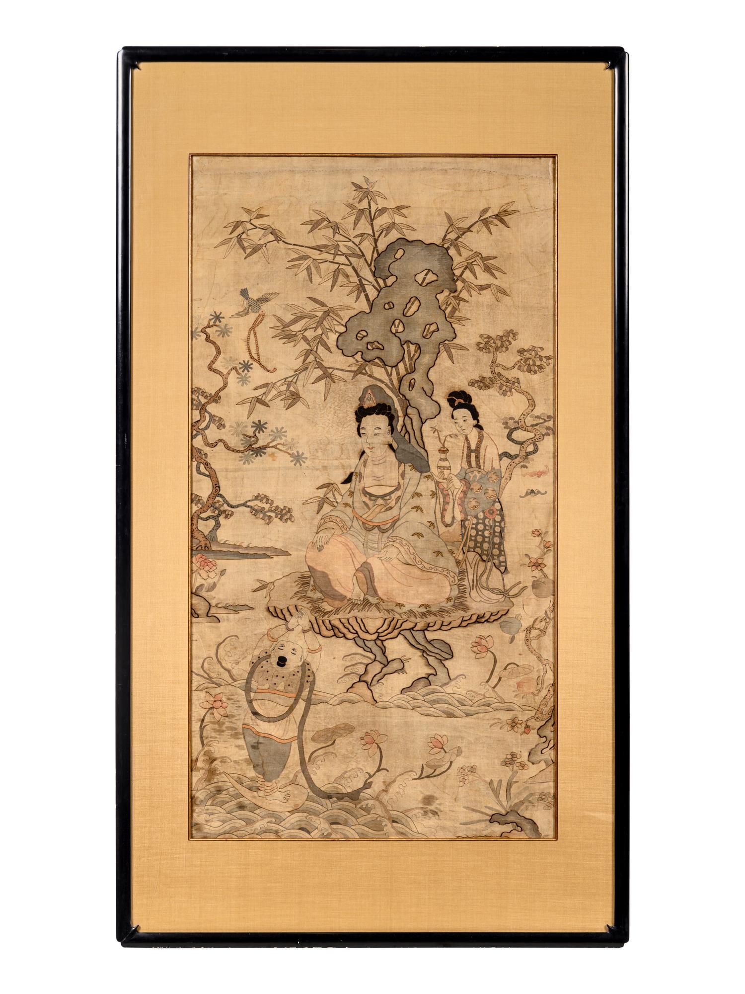 A Kesi Woven Silk 'Guanyin' Panel
