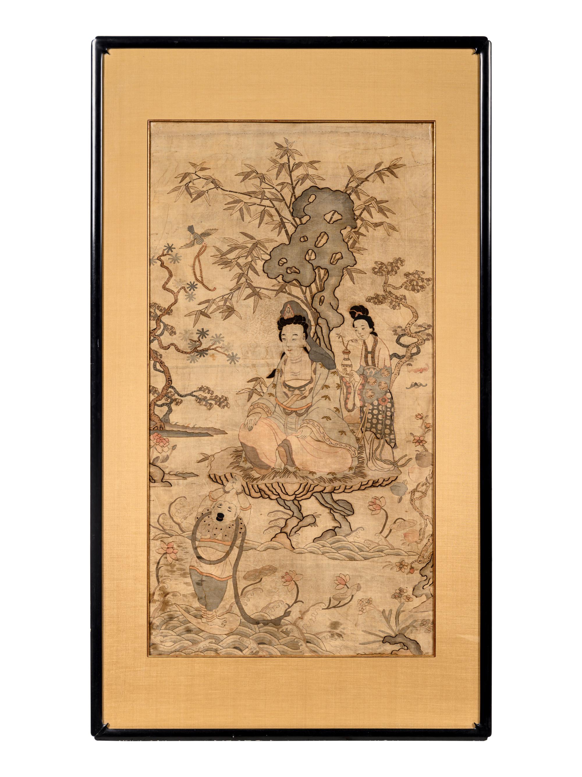 A Kesi Woven Silk 'Guanyin' Panel