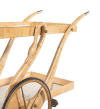 A Parchment Veneered Swan Bar Trolley Attributed to Aldo Tura