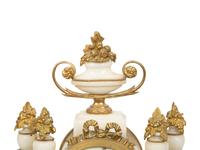 An Empire Style Gilt Bronze Mounted Marble Portico Clock