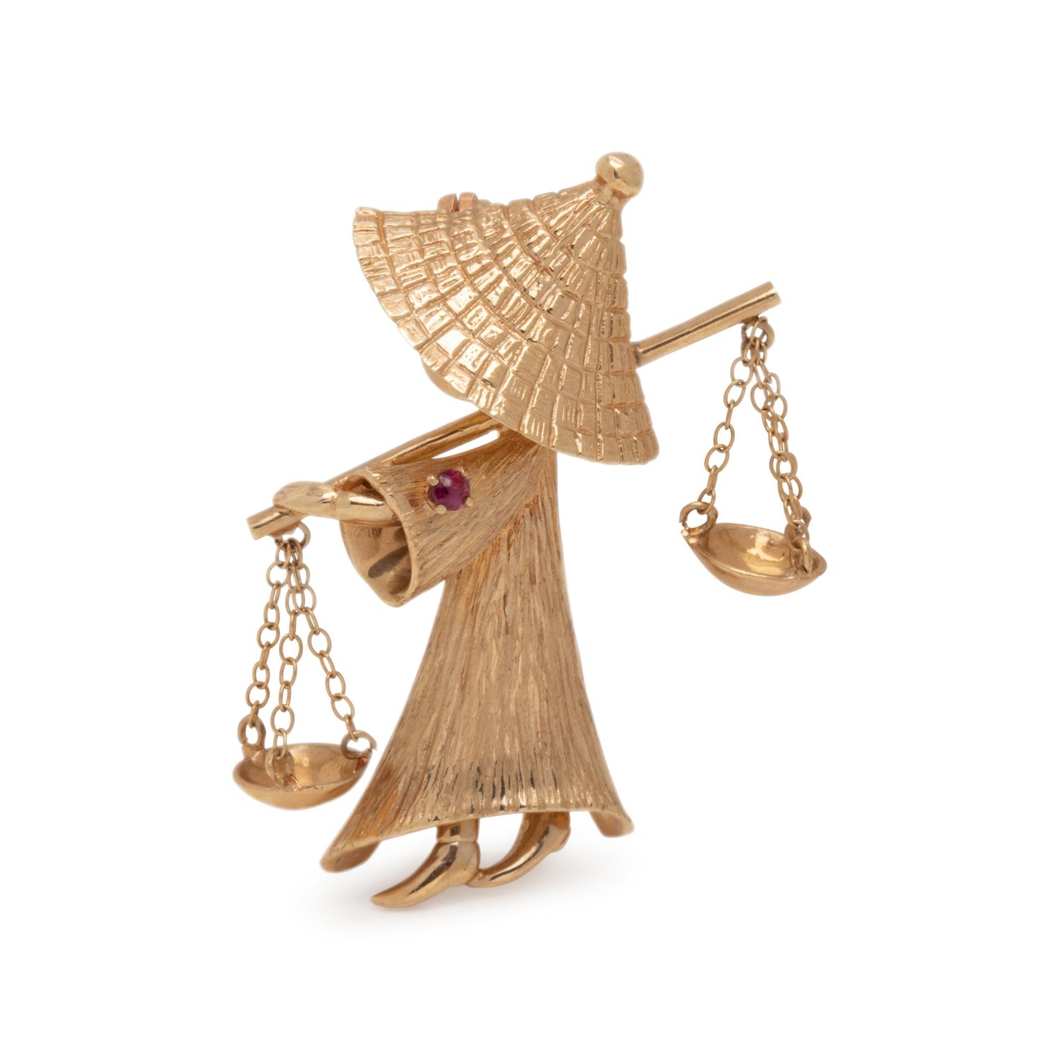 YELLOW GOLD FIGURAL BROOCH
