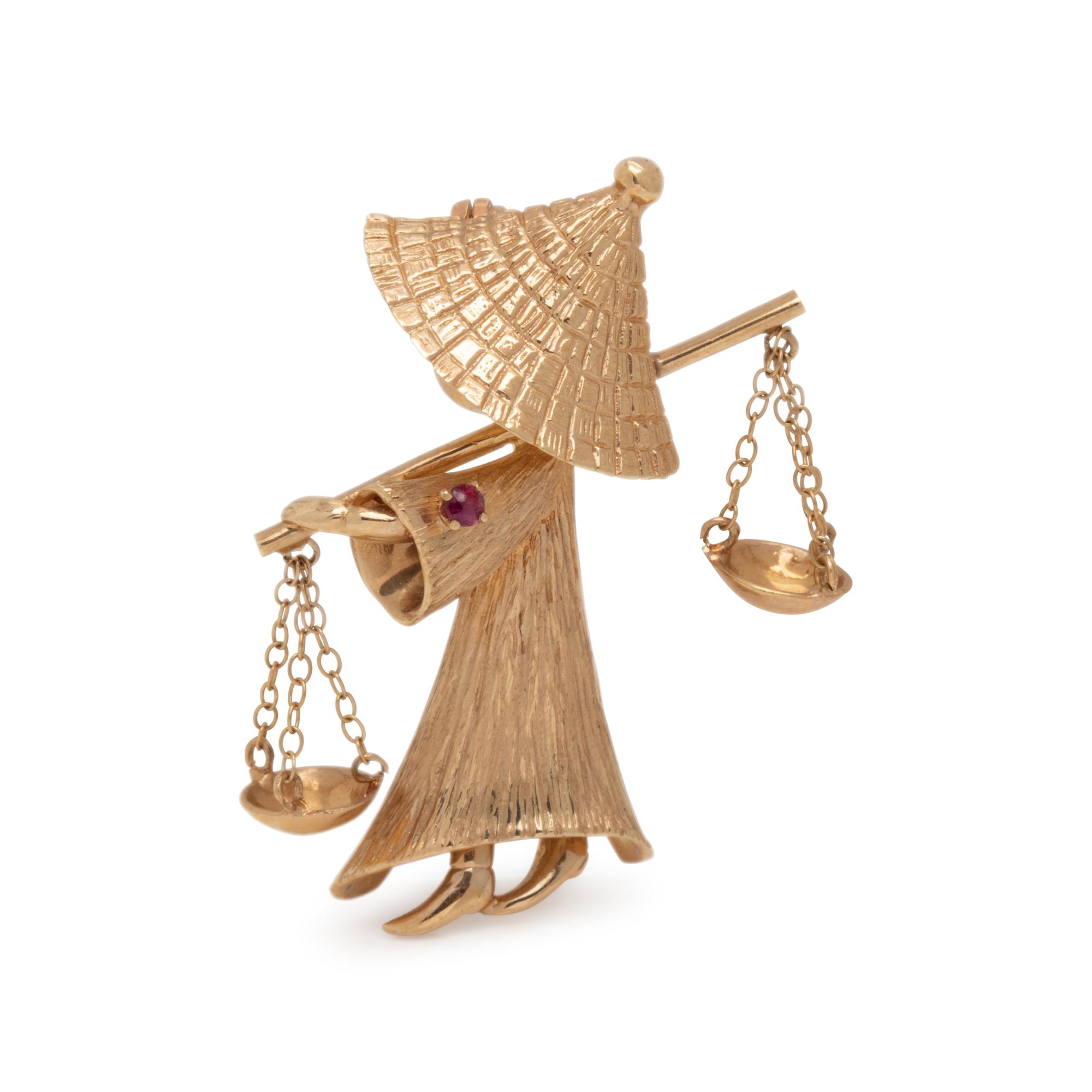 YELLOW GOLD FIGURAL BROOCH