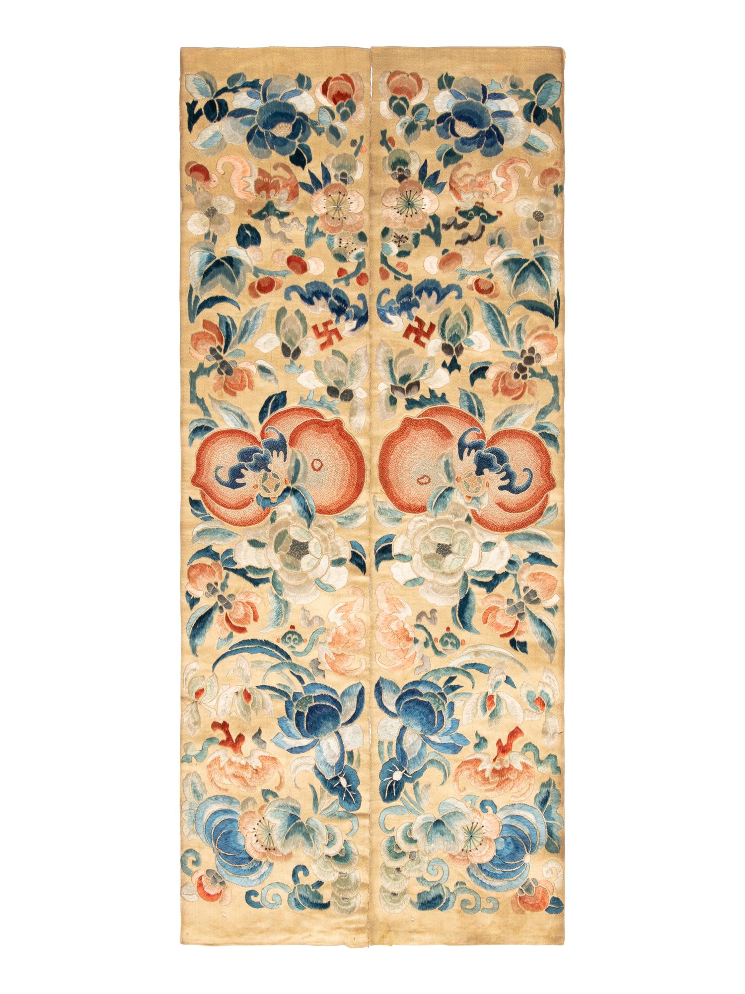Four Chinese Embroidered Silk Panels