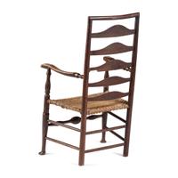 A William and Mary Ladderback Splint-Seat Armchair