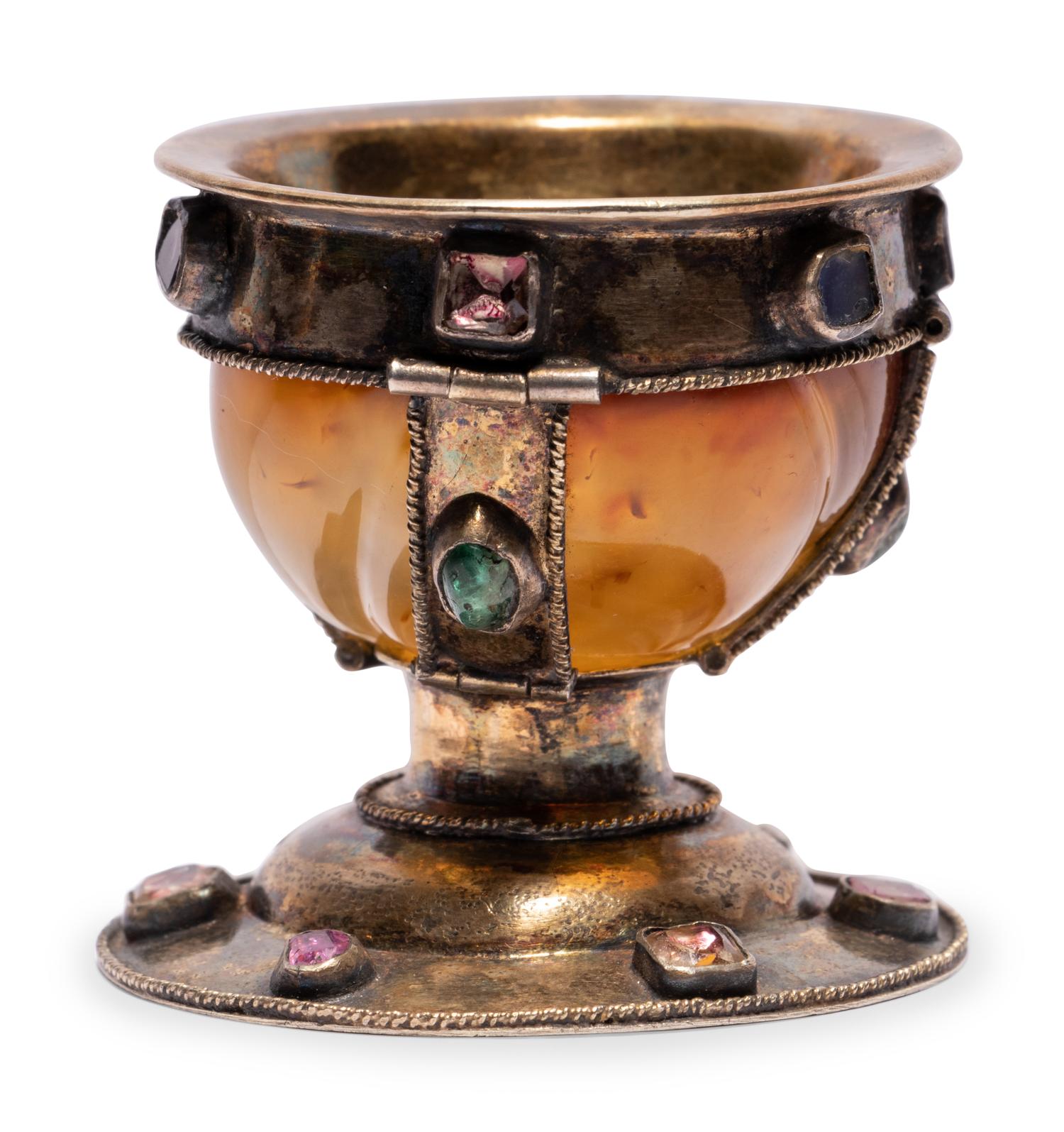 A Russian Gem-Set Silver-Gilt Mounted Agate Bowl