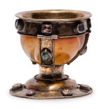 A Russian Gem-Set Silver-Gilt Mounted Agate Bowl