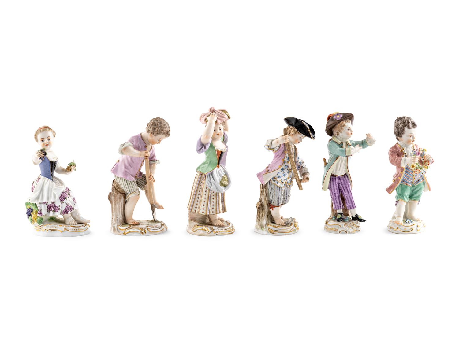 A Group of Six Meissen Child Figures