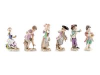 A Group of Six Meissen Child Figures