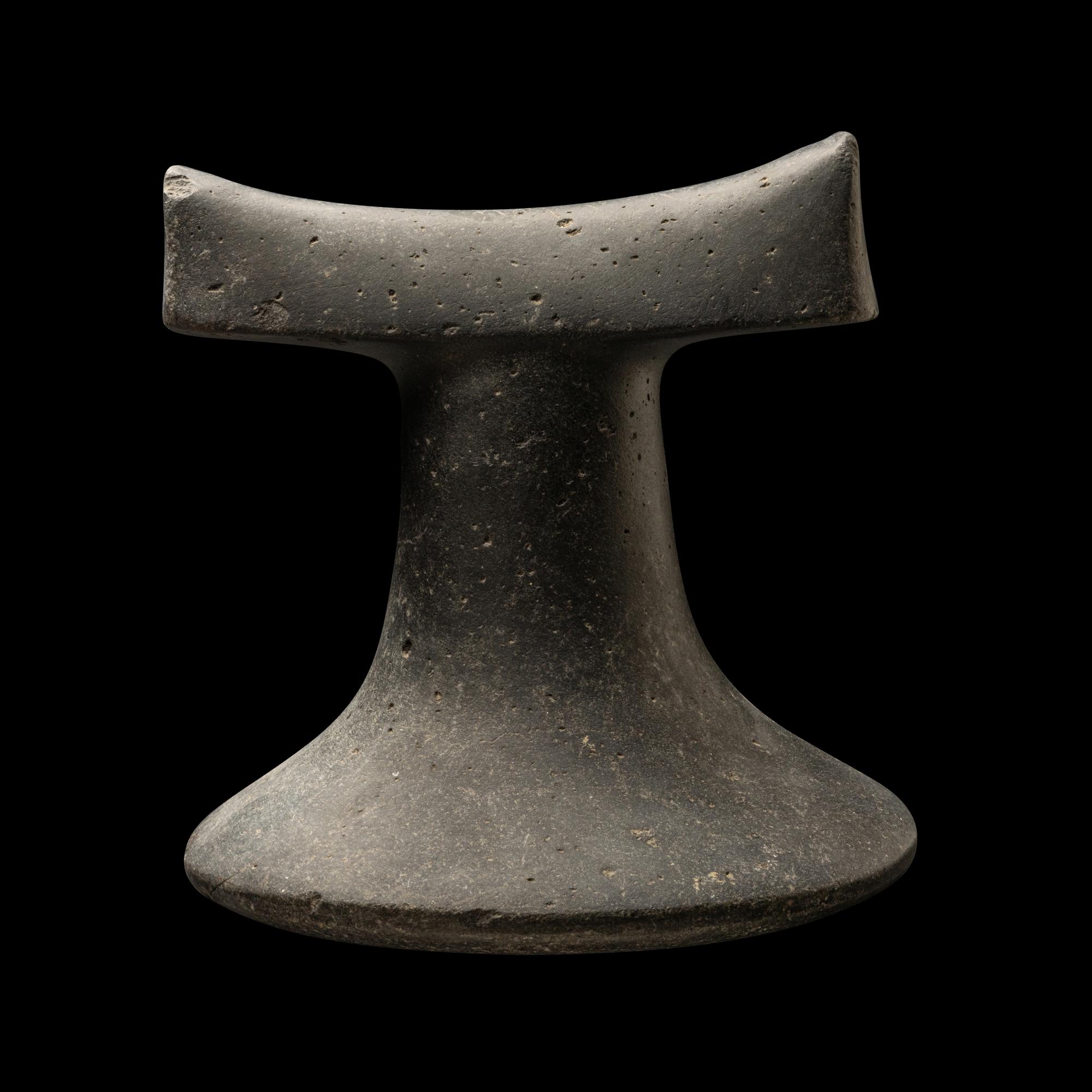 A Polynesian Black-Basalt Poi Pounder