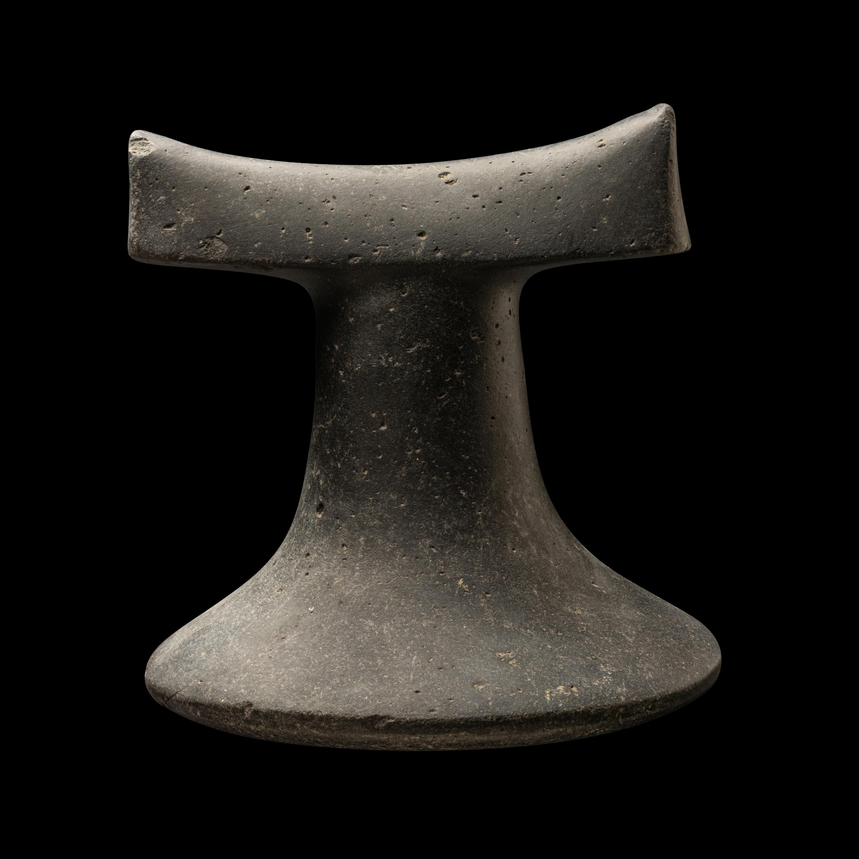 A Polynesian Black-Basalt Poi Pounder