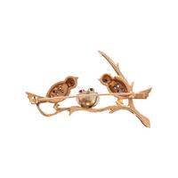 YELLOW GOLD, DIAMOND AND GEMSTONE BIRD BROOCH
