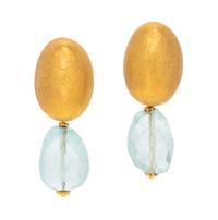 PAOLA FERRO, YELLOW GOLD AND AQUAMARINE CONVERTIBLE EARCLIPS