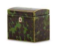 An English Green-Dyed Tortoiseshell Tea Caddy