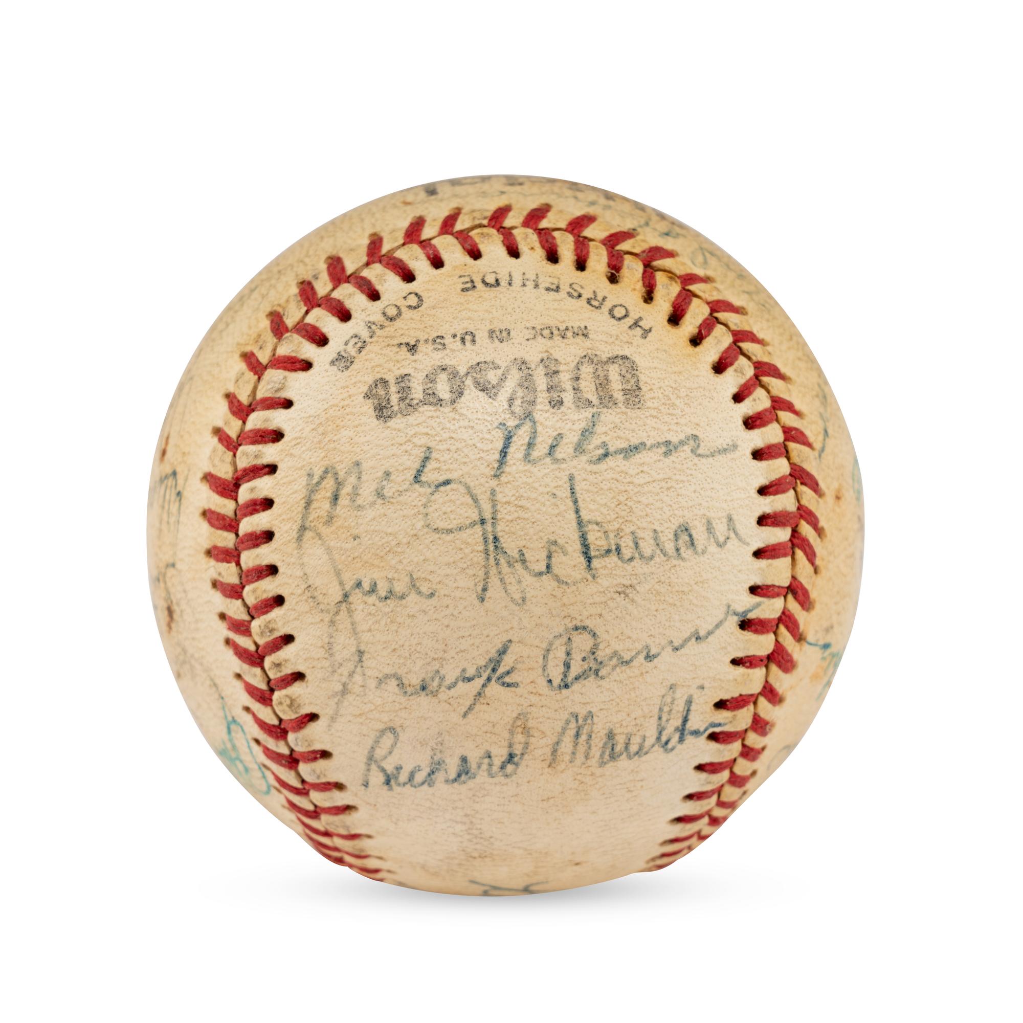 A 1961 Portland Beavers Team Signed Autograph Baseball Featuring Satchel Paige (Beckett Authentication Services Letter of Authenticity)