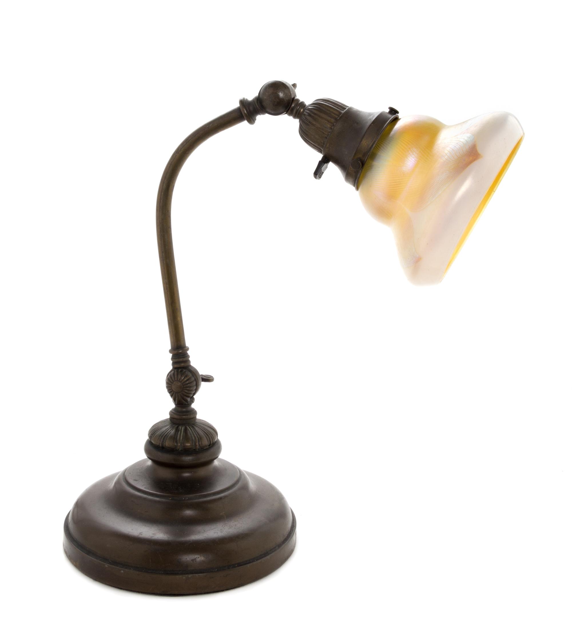 An American Iridescent Glass Shade Height overall 15 1/2 inches.