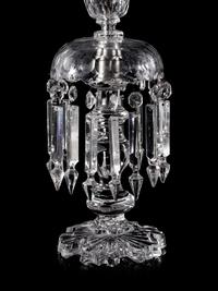 A Pair of Cut, Molded and Etched Glass Girandoles