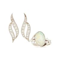 COLLECTION OF WHITE GOLD, DIAMOND, AND OPAL JEWELRY