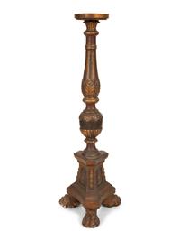 An Italian Painted and Parcel Gilt Tall Pedesta l