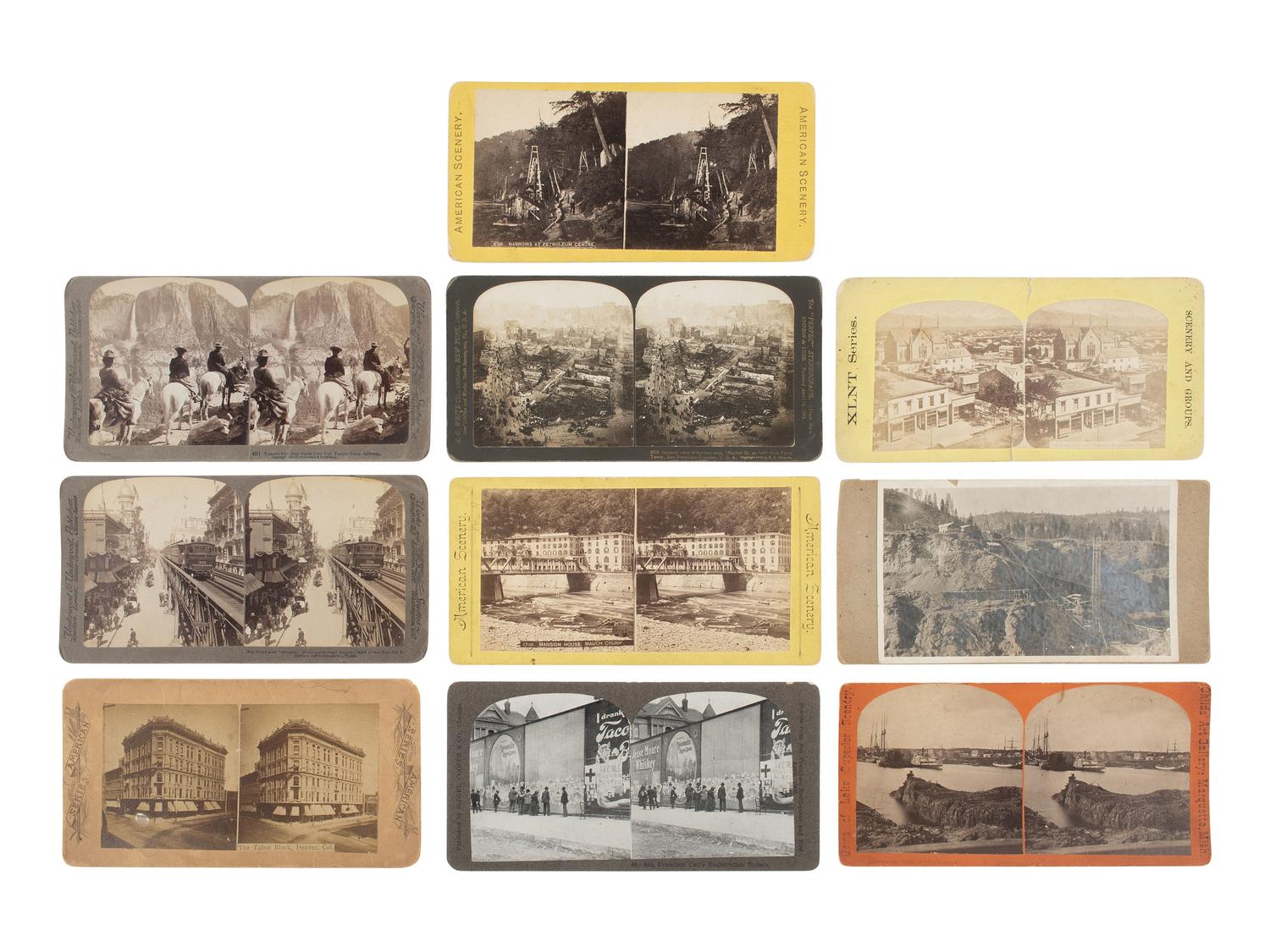 [EARLY PHOTOGRAPHY]. Photographs of events & landmarks in the US and beyond, incl. train derailment