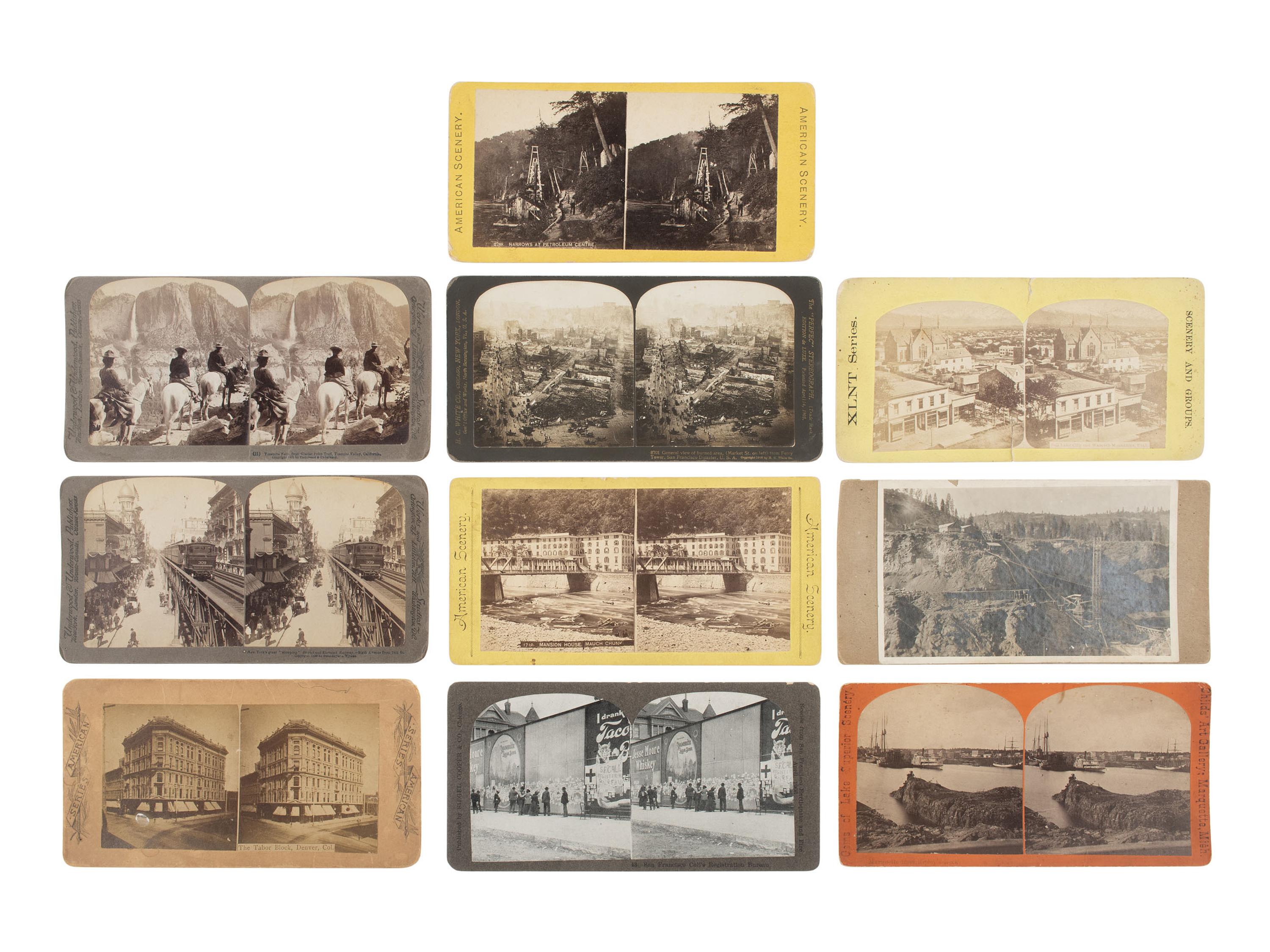 [EARLY PHOTOGRAPHY]. Photographs of events & landmarks in the US and beyond, incl. train derailment