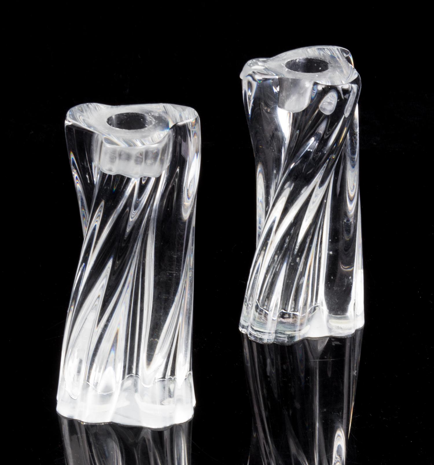 A Pair of Baccarat Glass Candlesticks Height 6 inches. — SECOND HALF 20TH CENTURY