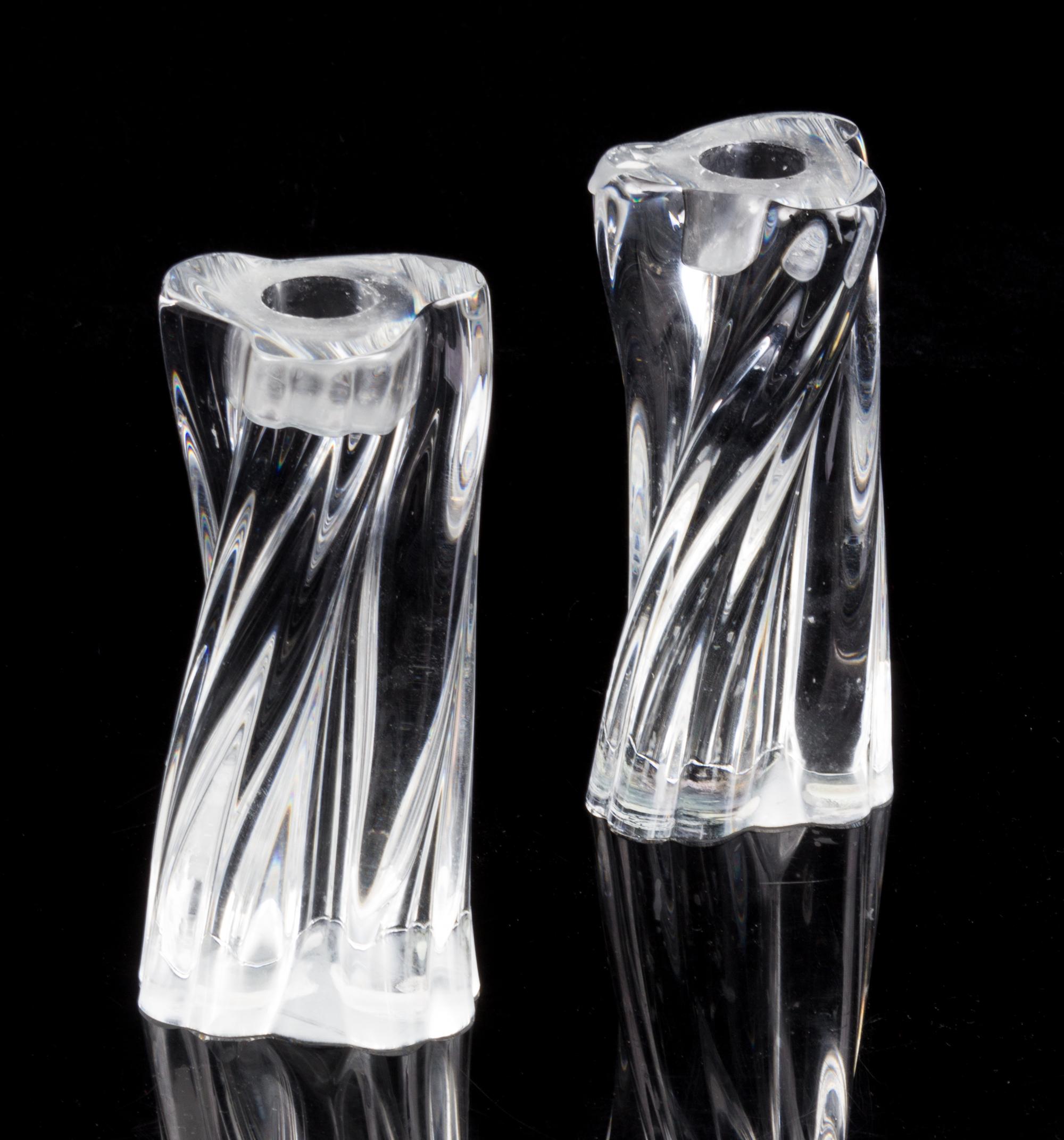 A Pair of Baccarat Glass Candlesticks Height 6 inches. — SECOND HALF 20TH CENTURY
