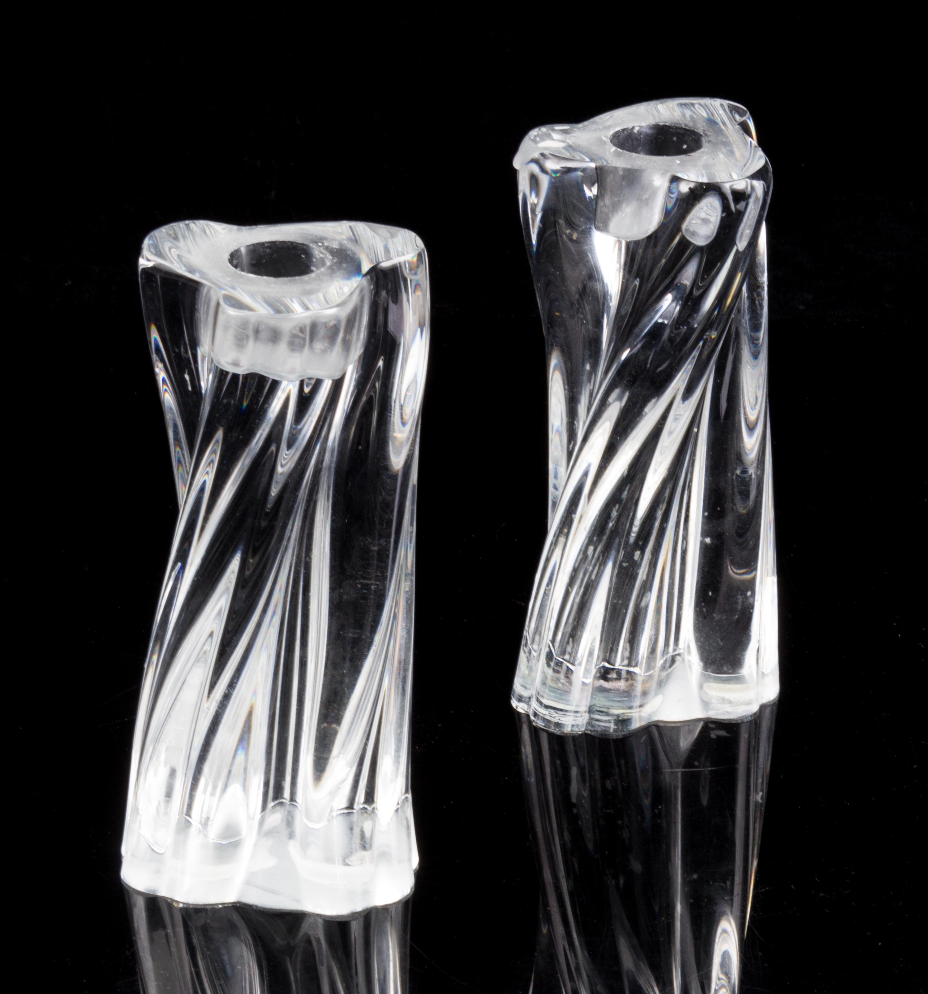 A Pair of Baccarat Glass Candlesticks Height 6 inches. — SECOND HALF 20TH CENTURY