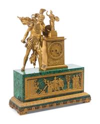 A French Gilt Bronze and Malachite Mantel Clock
