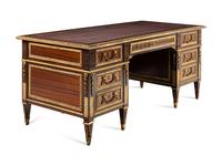 A Louis XVI Style Gilt Bronze Mounted Mahogany Bureau Plat