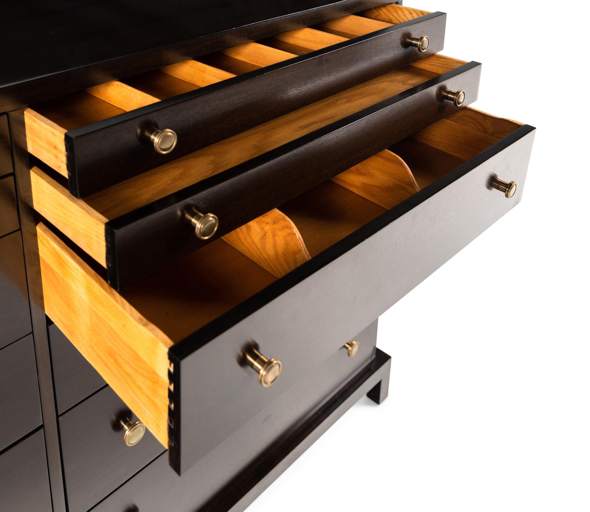 A Widdicomb Walnut and Bronze Chest of Drawers