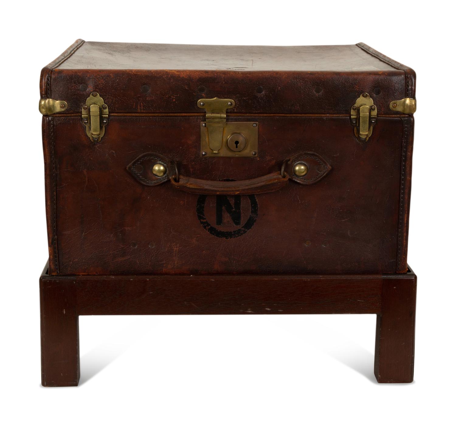 Two English Leather Luggage Cases with the Royal Cipher of George V