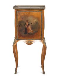 A Louis XV Style Vernis Martin Onyx-Top Music Cabinet