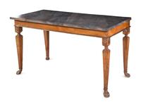 An Italian Carved Walnut Marble-Top Console Table
