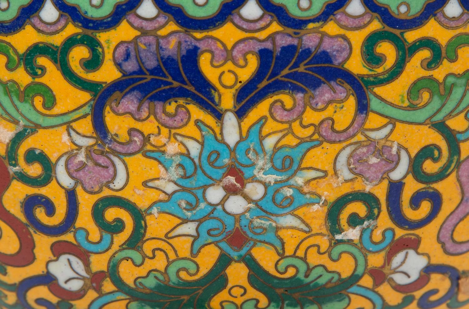 A Chinese Cloisonne Censer with Jade Ring Handles