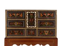 An Italian or Flemish Painted Collector's Cabinet on Stand