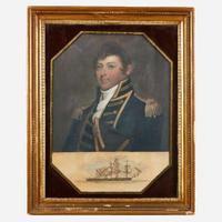 A painted mezzotint portrait of Captain Isaac Hull (1773-1843) Engraved by Thomas W. Freeman and George W. Pierie after Gilbert Stuart (1755-1828), Philadelphia, PA, circa 1813