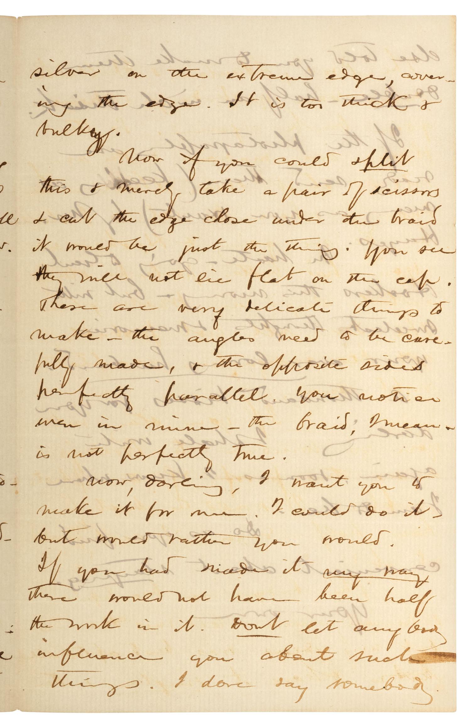 CHAMBERLAIN, Joshua (1828-1914). Autograph letter to his wife Fanny in which he discusses the corps badges made for him by Fanny and the family's housekeeper. N.p., [9 April 1863].