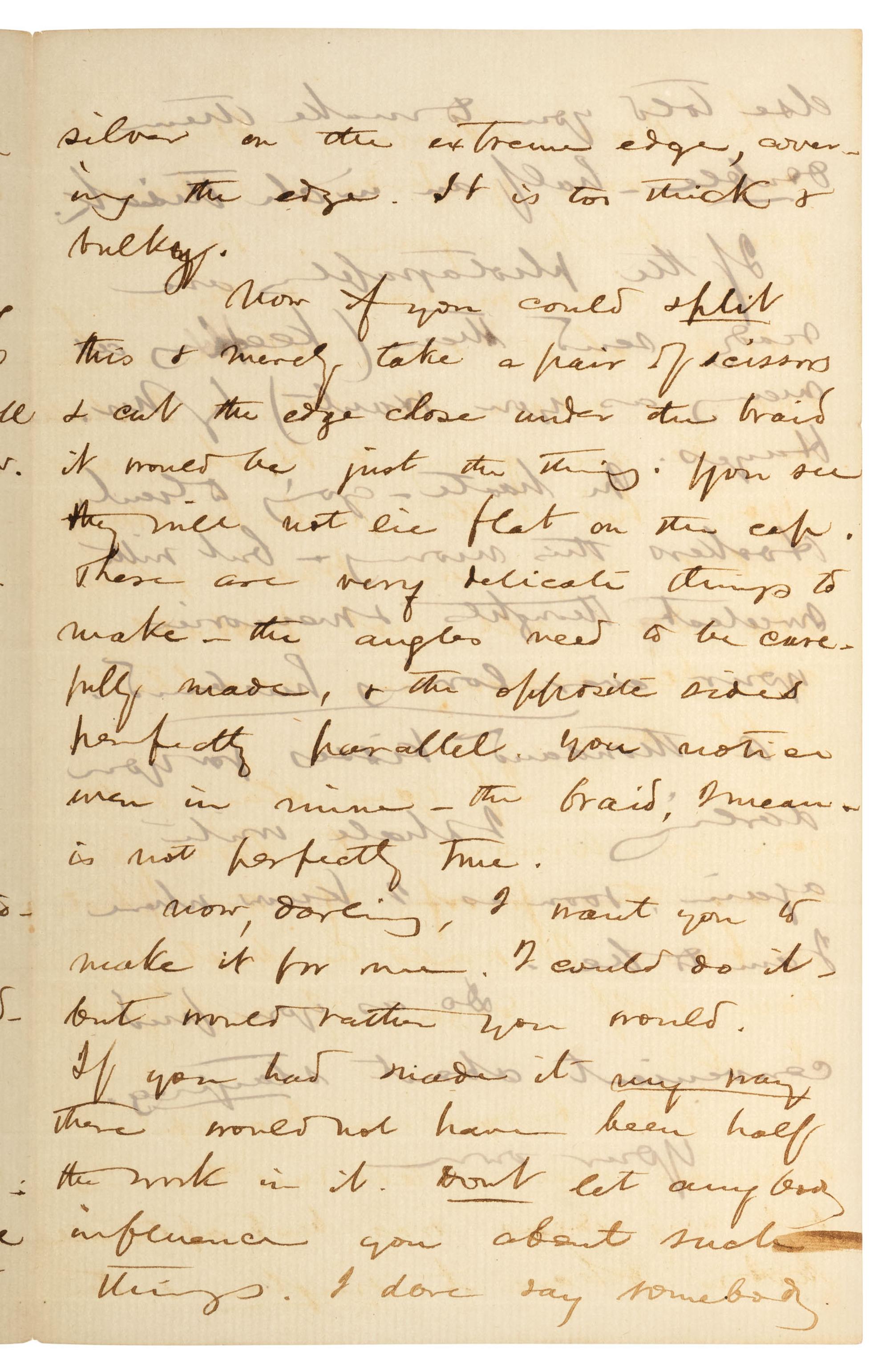 CHAMBERLAIN, Joshua (1828-1914). Autograph letter to his wife Fanny in which he discusses the corps badges made for him by Fanny and the family's housekeeper. N.p., [9 April 1863].