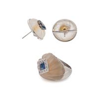 ROCK CRYSTAL, SAPPHIRE AND DIAMOND SET
