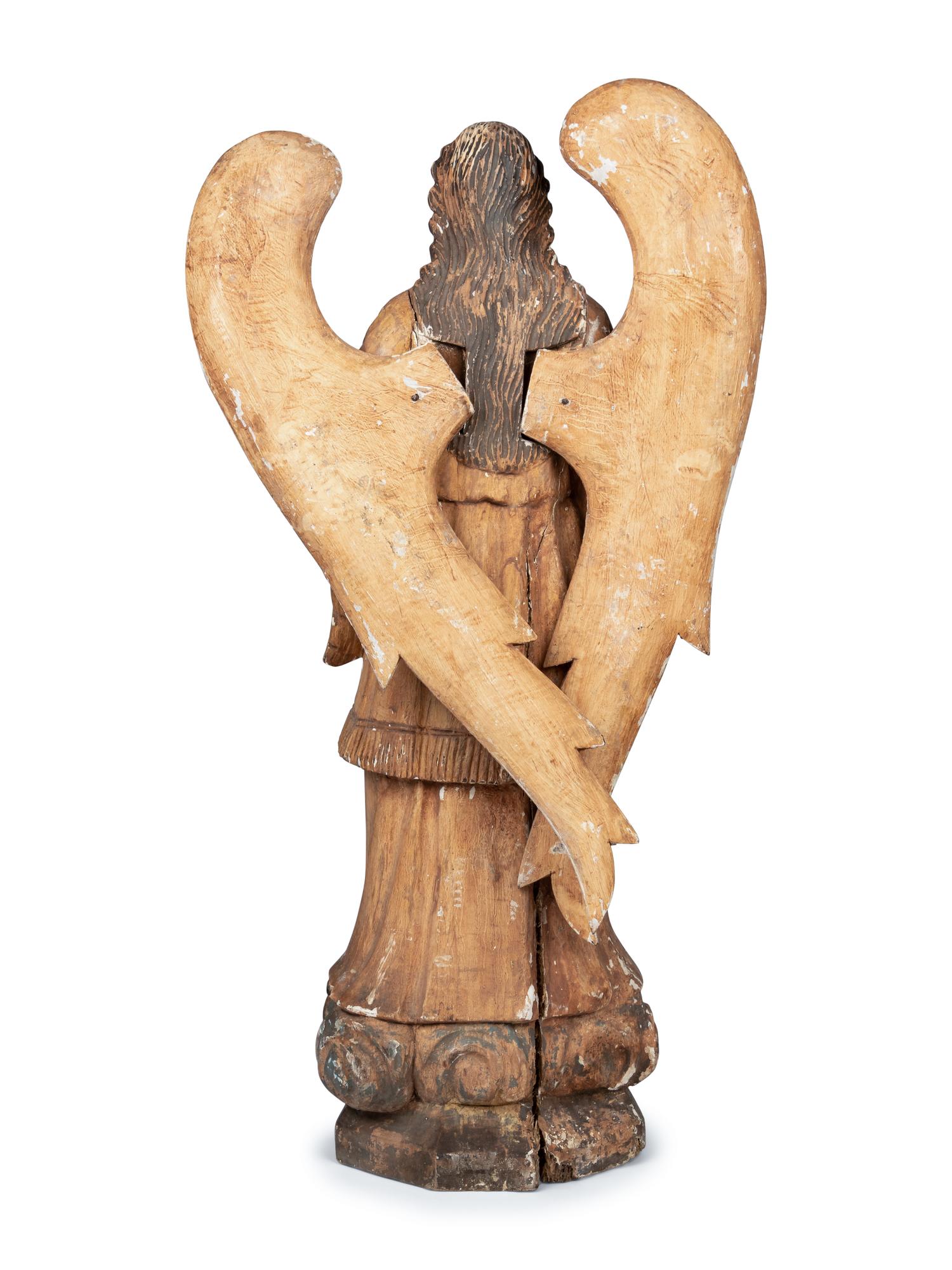 A Cast Plaster Winged Angel Sculpture